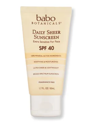 Babo Botanicals Daily Sheer Facial Sunscreen SPF 40 Fragrance Free 1.7 oz