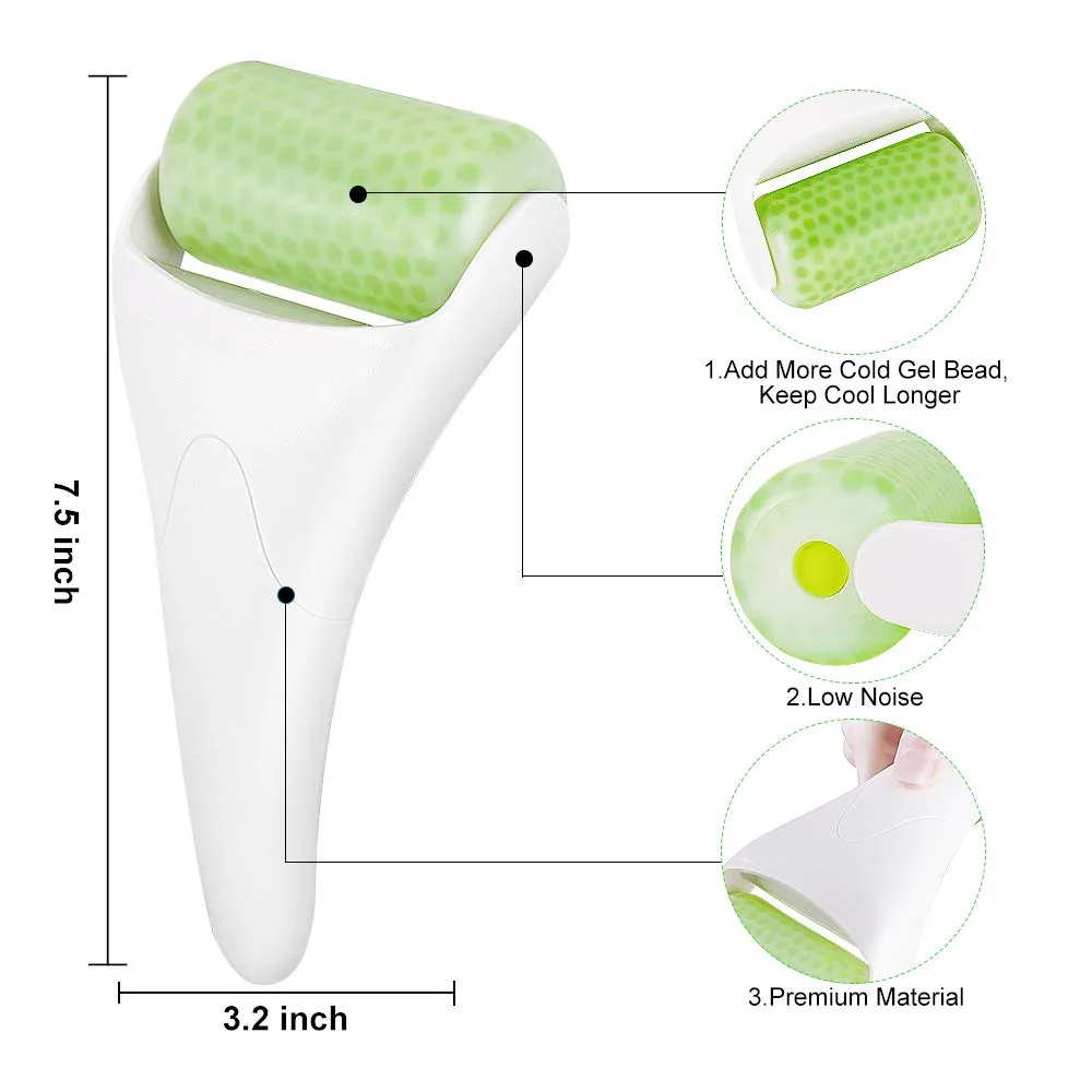 BFASU Ice Roller for Face & Eye Puffiness Migraine Relief, Ice Face Rollers for Women Facial Massager, Minor Injury, Headaches Relief, Anti Wrinkle Skin Care Product White-Green