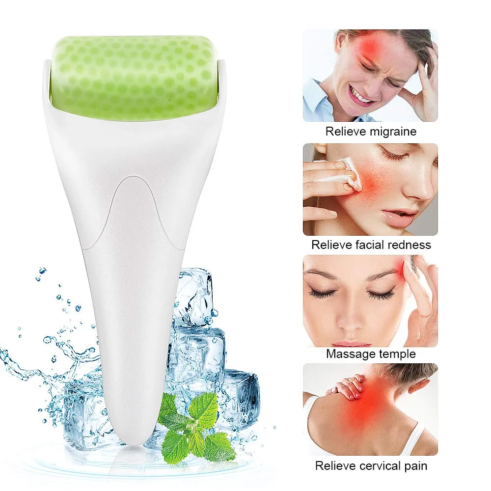 BFASU Ice Roller for Face & Eye Puffiness Migraine Relief, Ice Face Rollers for Women Facial Massager, Minor Injury, Headaches Relief, Anti Wrinkle Skin Care Product White-Green