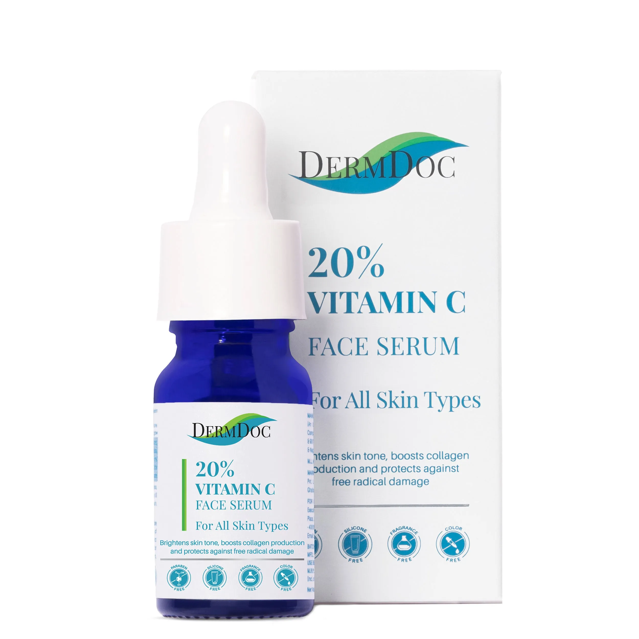 DermDoc 20% Vitamin C Face Serum (10 ml) | vitamin c face serum | brightening face serum , collagen serum , skin glow serum , face glowing serum , skin brightening serum , serum for all skin type , vitamin c serum , fragrance free serum