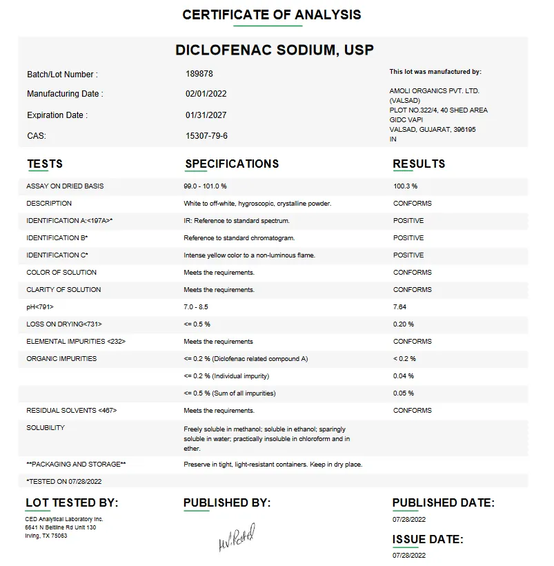 Diclofenac Sodium USP For Compounding (API)