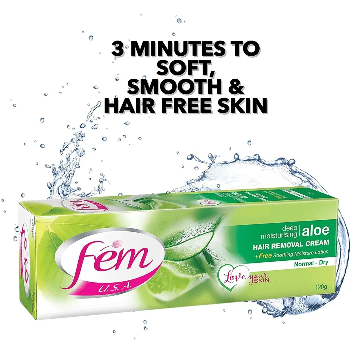 Fem USA Hair Removal Cream With Aloe Vera For Deep Moisturizing - 120g