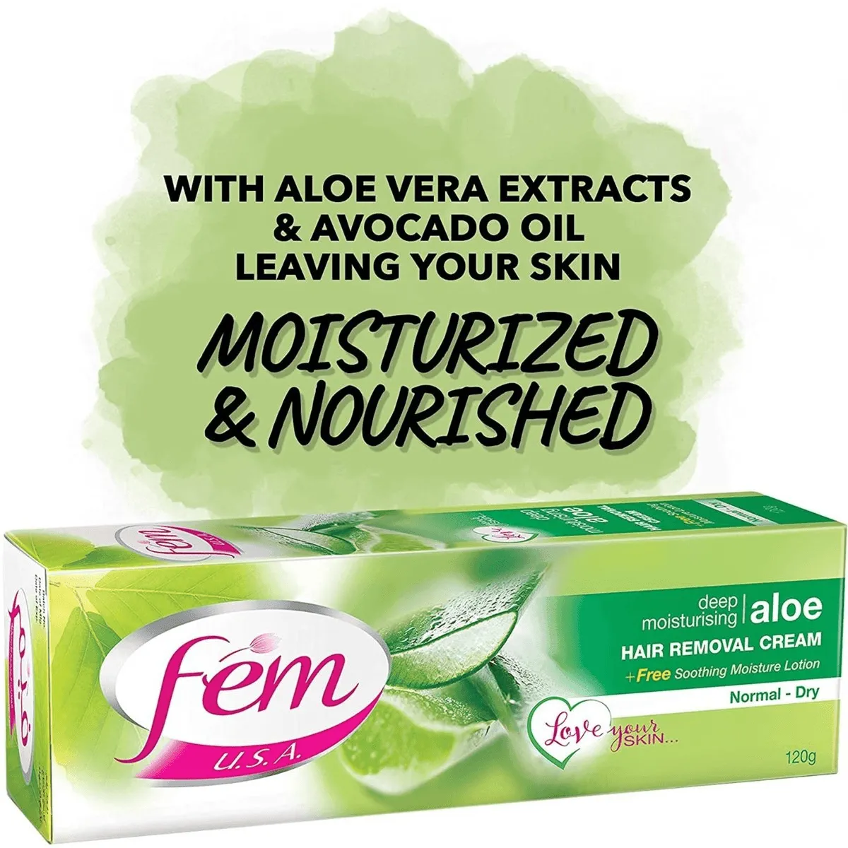 Fem USA Hair Removal Cream With Aloe Vera For Deep Moisturizing - 120g